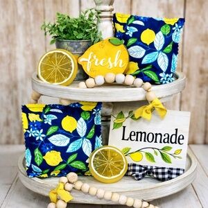 ⤵️🆕 Mini Pillows Lemons | handmade farmhouse| Shelf/Tiered Tray/Basket  set